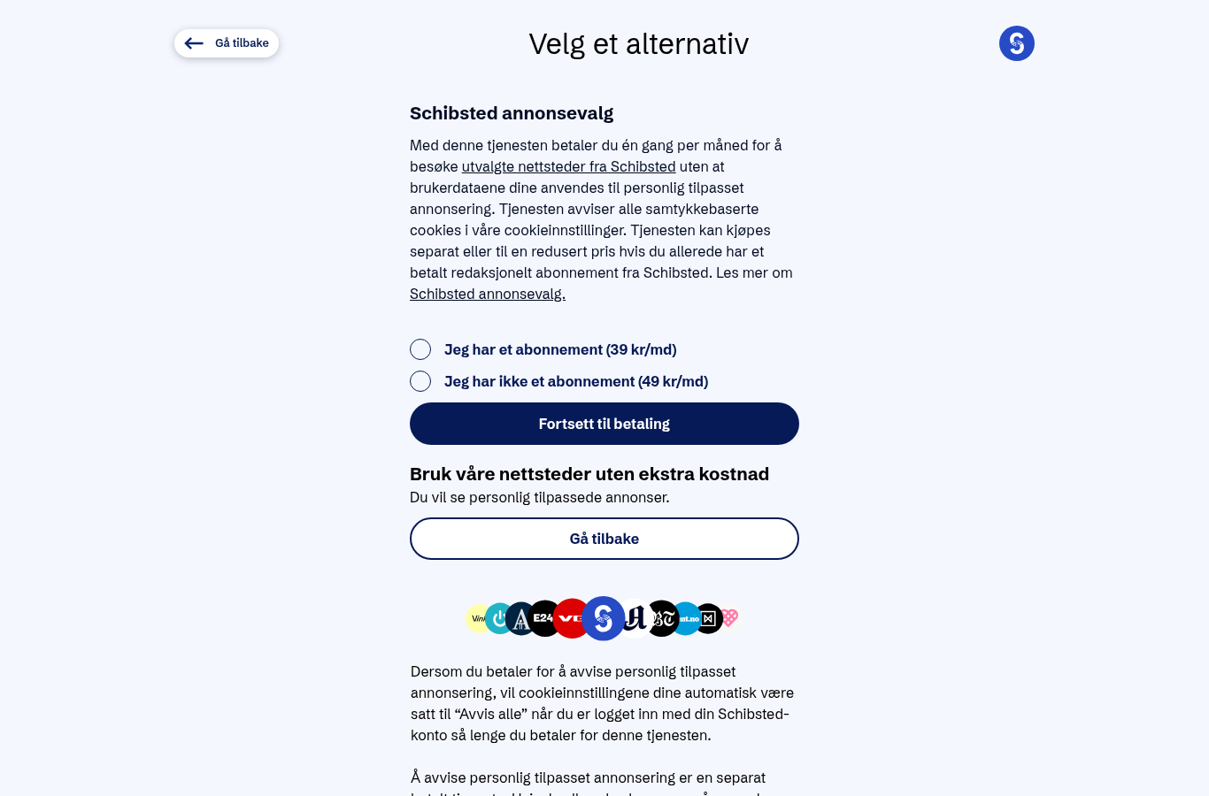 Skjermbilde: Etter «avvis»